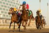 Jockey Ryan Munger guides Dresden Row to victory in the 2024 Ontario Derby for owner True North Stables and Bloom Racing Stable and trainer Lorne Richards