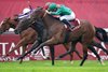 Vertical Blue (red and green) beats stable mate Zarigana (nearest) and Exactly (farside) in the Prix Marcel Boussac
Longchamp 6.10.24 Pic: Edward Whitaker