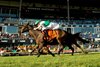 Jockey Vincent Cheminaud guides Mouffy to victory in the bet365 Dance Smartly (Grade II) Stakes at Woodbine. Mouffy is owned by Augustin Stables and trained by Jonathan Thomas.Woodbine/Michael Burns Photo