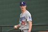 Walker Buehler pitching in bullpen for the Los_ Angeles Dodgers in 2019.