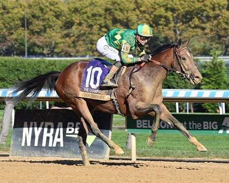 Chancer McPatrick wins the Champagne Stakes at Aqueduct Racetrack