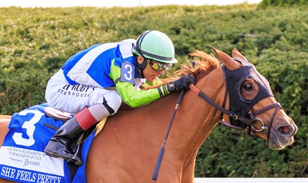 She Feels Pretty wins the Queen Elizabeth II Challenge Cup Stakes at Keeneland