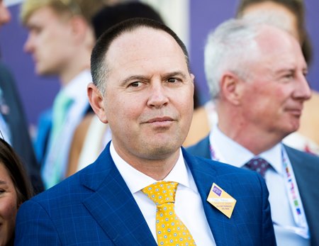 Chad Brown in the winner's circle following Sierra Leone's victory in the Breeders' Cup Classic at Del Mar