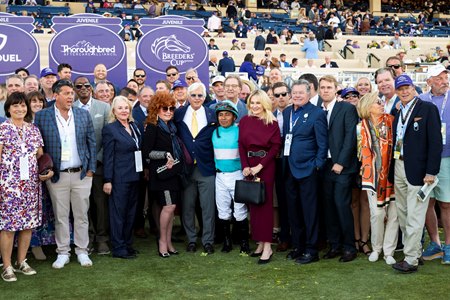 The winner's circle after Citizen Bull's victory in the Breeders' Cup Juvenile at Del Mar