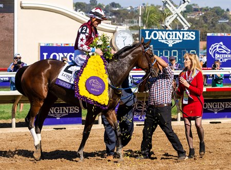 Thorpedo Anna after winning the 2024 Breeders' Cup Distaff at Del Mar