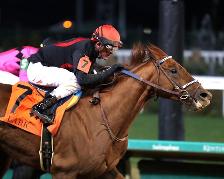 Rattle N Roll charges to victory in the Clark Stakes at Churchill Downs