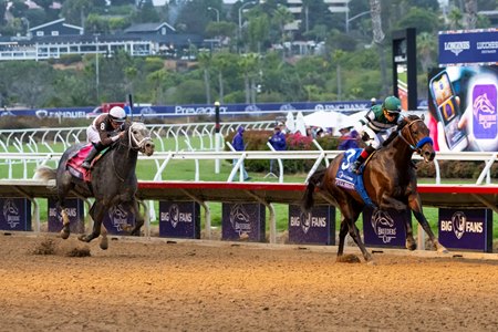 Full Serrano wins the Breeders' Cup Dirt Mile, with Post Time closing for second, at Del Mar