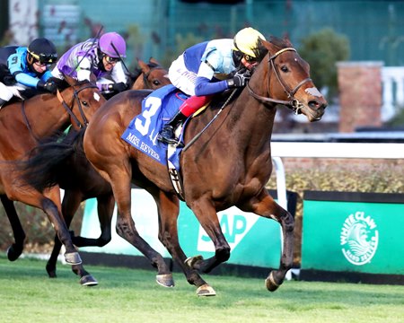 Kehoe Beach wins her first stakes in the Mrs. Revere Stakes at Churchill Downs