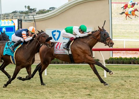 Truly Quality defeats Balnikhov to capture the Hollywood Turf Cup Stakes at Del Mar