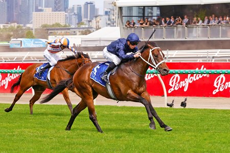 Switzerland wins the 2024 Coolmore Stud Stakes at Flemington Racecourse