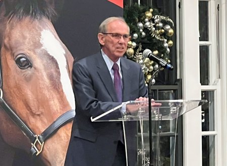 Dr. David Lambert accepts the John W. Galbreath Award for Outstanding Entrepreneurship in the Equine Industry from the University of Louisville's Equine Industry Program