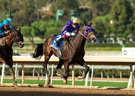 J B Strikes Back wins the Laffit Pincay Jr. Stakes at Santa Anita Park