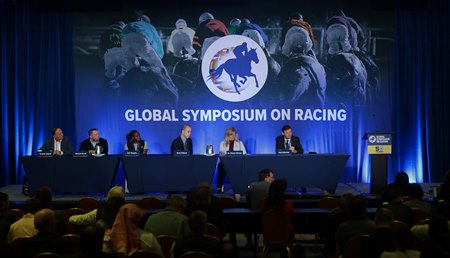 L-R): Ricardo Valerdi, Mike Novak, Zoë Nengite, Mark Midland, Dr. Dionne Benson, and Kyle McDoniel contribute to an artificial intelligence panel at the 2024 Global Symposium on Racing