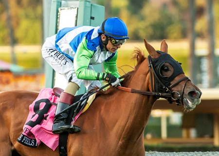 She Feels Pretty wins the American Oaks at Santa Anita Park