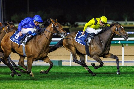 Keffaaf wins the 2025 Al Khail Trophy at Meydan Racecourse