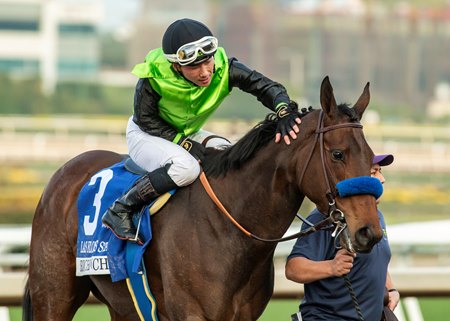 Jockey Kazushi Kimura and Richi after winning the Las Flores Stakes at Santa Anita Park