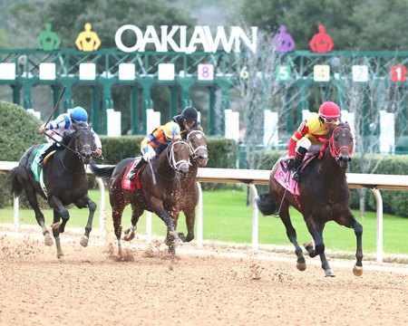 Coal Battle, entered in the Rebel Stakes, wins the Smarty Jones Stakes at Oaklawn Park