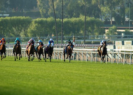 Toupie wins the Las Cienegas Stakes at Santa Anita Park