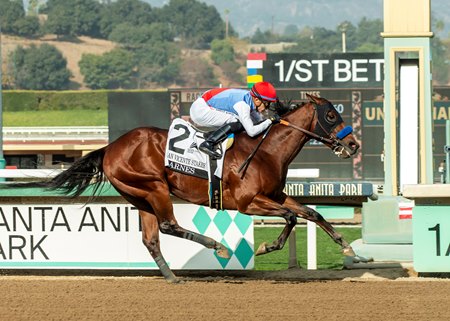 Barnes wins the San Vicente Stakes at Santa Anita Park