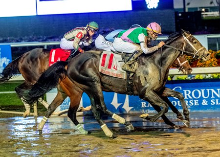 Disco Time rallies to victory in the Lecomte Stakes at Fair Grounds