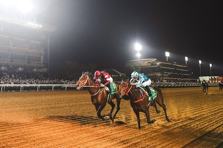 Forever Young (outside) defeats Romantic Warrior in the Saudi Cup