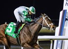 California Burrito (Army Mule- Bluegrass Sunset by Hard Spun) wins the 2025 John Battaglia Memorial S. with jockey Irving Moncada for trainer Thomas Drury, Jr.