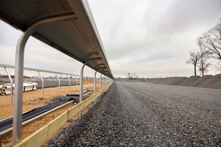 One of the four tracks being installed at Belmont Park