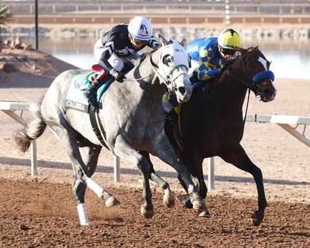 Getaway Car (inside) noses out Caldera in the Sunland Park Derby at Sunland Park