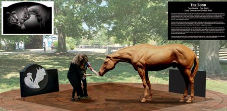 A rendering of the site where The Bond: Two Hearts-One Spirit monument will stand at the Kentucky Horse Park