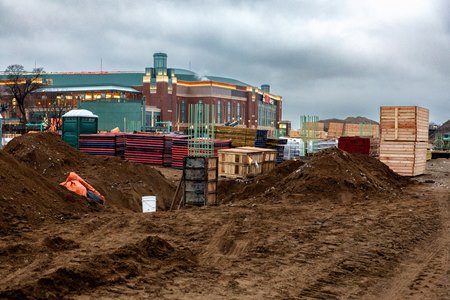 Ongoing construction during the renovation of Belmont Park