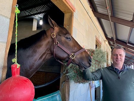 Robbie Norman and Coal Battle the morning after his win in the Rebel Stakes at Oaklawn Park