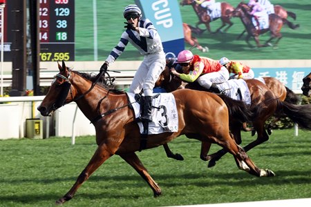 Rubylot wins the Hong Kong Classic Cup at Sha Tin Racecourse