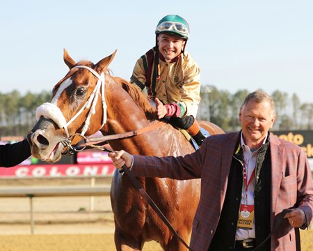 American Promise following his victory in the Virginia Derby at Colonial Downs