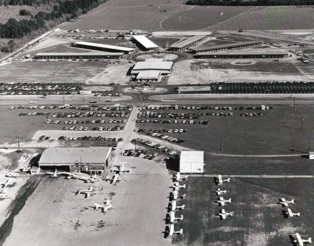 Ocala Breeders' Sales sale complex, with the Ocala Airport in the foreground, in 1975