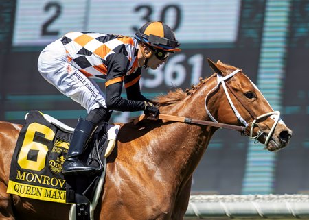 Queen Maxima wins the Monrovia Stakes at Santa Anita Park