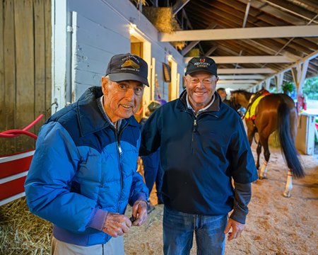 (L-R): Carl Nafzger and Ian Wilkes in Barn 26 at Churchill Downs