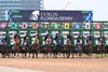 The start of the 2025 Florida Derby at Gulfstream Park, won by Tappan Street (#9)