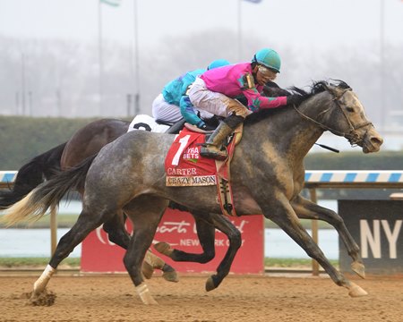 Crazy Mason wins the Carter Stakes at Aqueduct Racetrack 