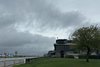 Keeneland late morning after the track announced the first two days of the spring race meet would be postponed do to the tornado weather event that came through Central Kentucky on April 3, 2025,  in Lexington, Ky. Rain continues and other possible weather events are possible for several days. The track appeared to have been sealed even though the extreme rain fall can be seen on the track. 
