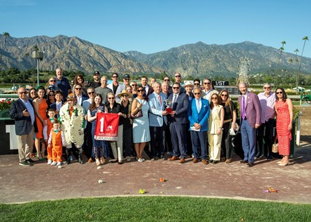 The connections of Journalism after the Santa Anita Derby at Santa Anita Park