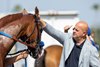 R L Stables’ Sneaker and trainer George Papaprodromou after winning the $100,000 Fran’s Valentine Stakes Saturday, May 24, 2025 at Santa Anita Park, Arcadia, CA. 
Benoit Photo