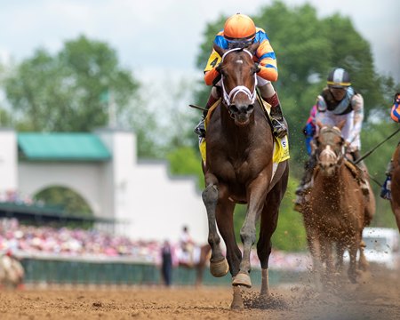 Todd Pletcher-trained Fierceness wins the Alysheba Stakes in track record time at Churchill Downs