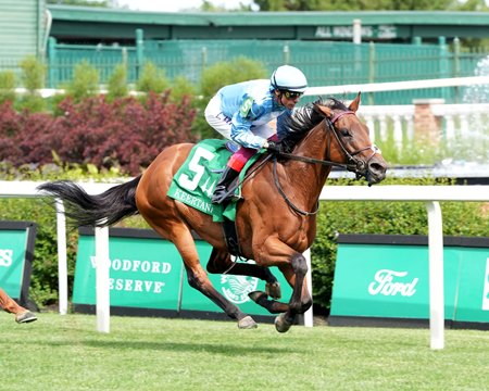Marksman Queen wins the Keertana Stakes at Churchill Downs