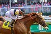 Raging Sea with Flavian Prat wins the Fasig-Tipton La Troienne (G1) at Churchill Downs on May 2, 2025.