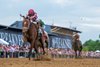 Journalism and Umberto Rispoli Win Race 13, G1 Preakness Stakes, Pimlico Racecourse, Baltimore, MD May 17, 2025, Mathea Kelley/Bloodhorse 