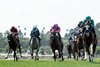 R L Stables’ Sneaker and jockey Kazushi Kimura, right, win the $100,000 Fran’s Valentine Stakes Saturday, May 24, 2025 at Santa Anita Park, Arcadia, CA. 
Benoit Photo