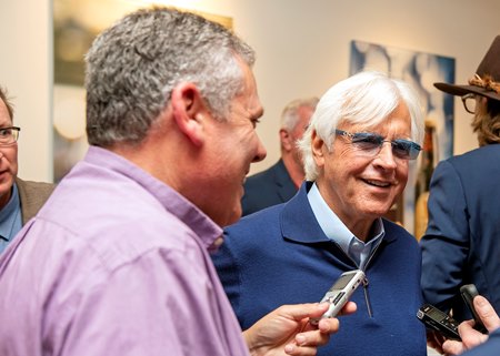 Bob Baffert speaks following the Preakness draw in Baltimore