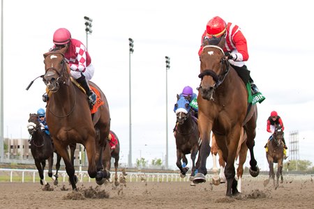 Classic Mo Town (right) hangs on to defeat Webslinger in the Eclipse Stakes at Woodbine