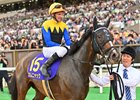 Kamunyak, ridden by Andrasch Starke, wins the 2025 Japanese Oaks at Tokyo Race Course