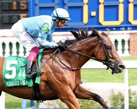Marksman Queen wins the Keertana Stakes at Churchill Downs